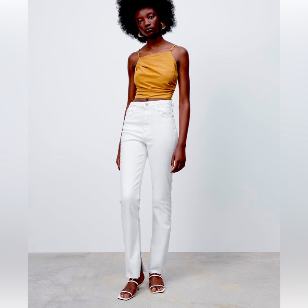 Zara white slim fit flare jeans